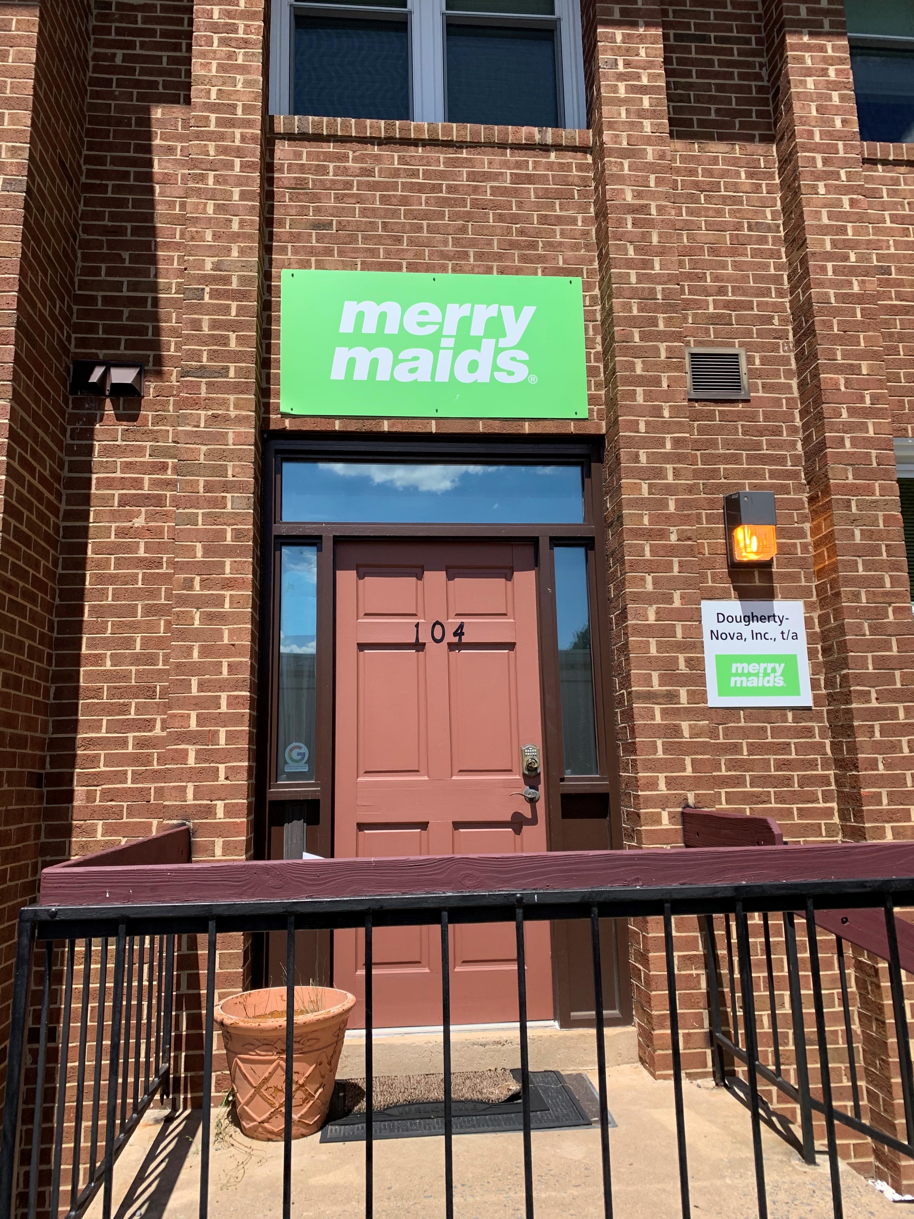 Office front door with name of company