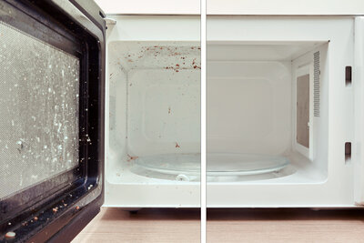 Before and after - clean microwave interior