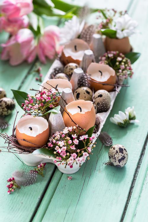 DIY egg candles spring decorations