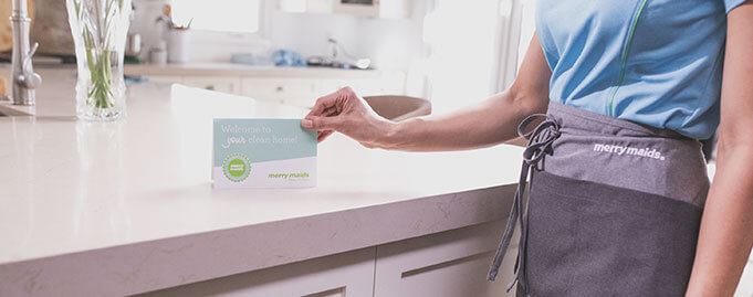 move out cleaner leaving Merry Maids card on counter