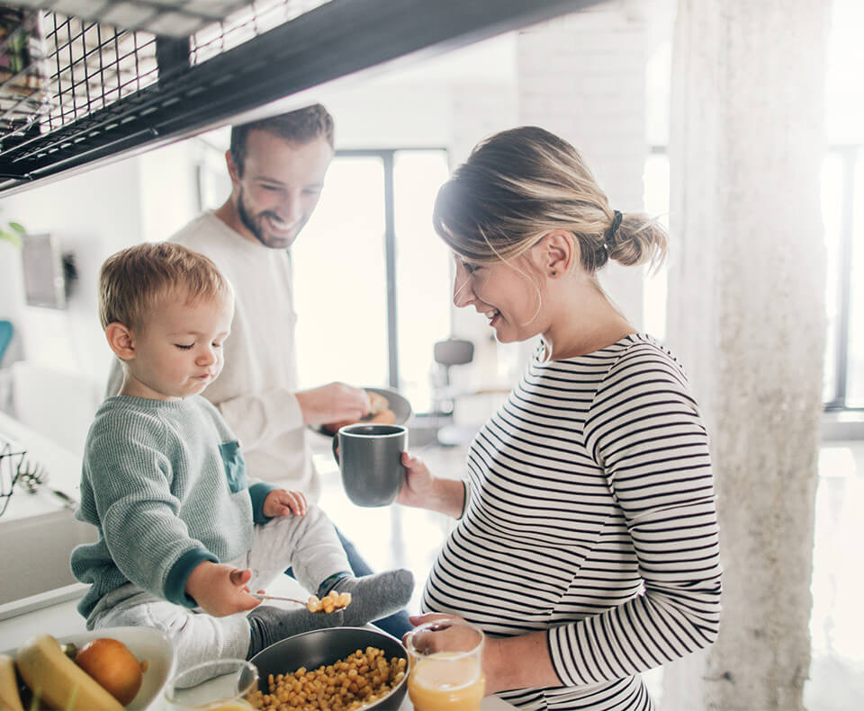 happy family in their clean home