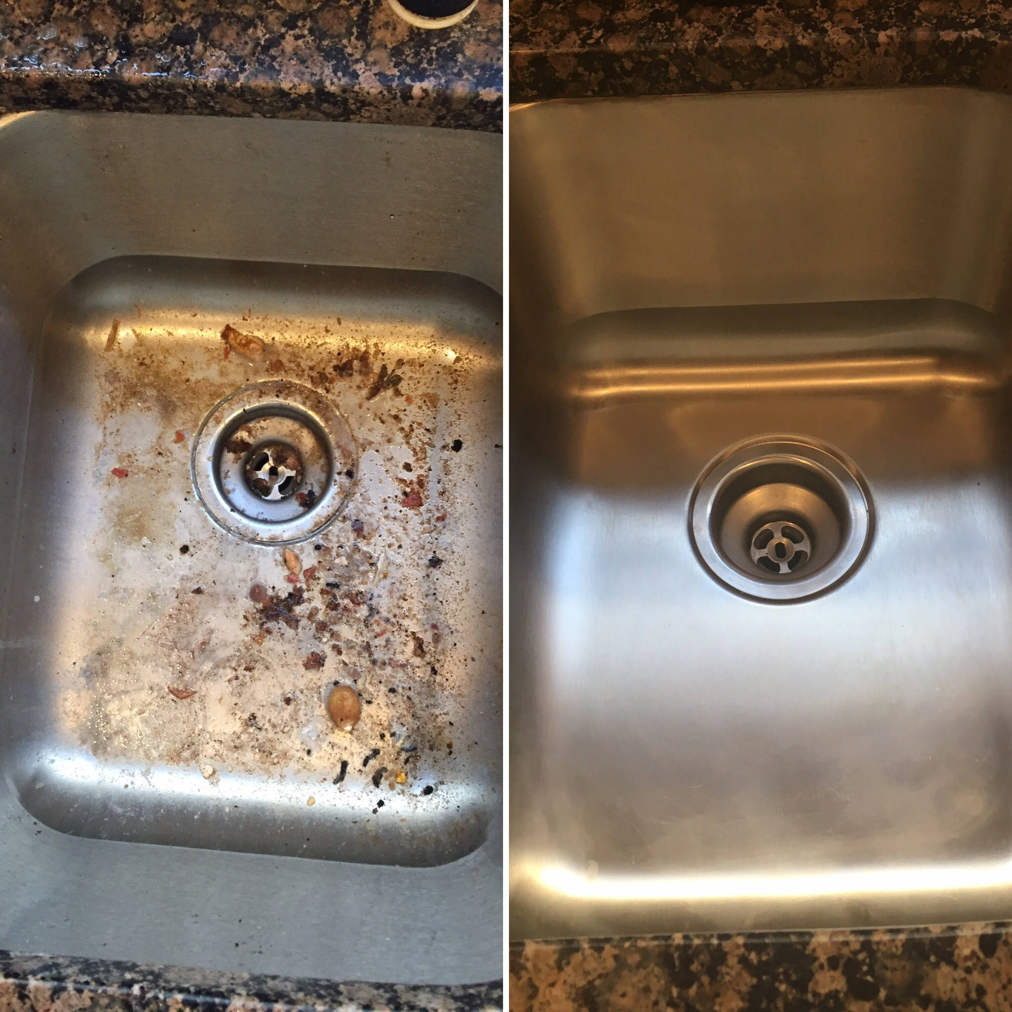 Kitchen sink before and after